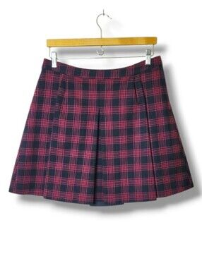 H&M Pleated Plaid Mini Skirt Size 12